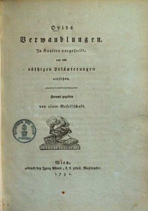 Ovids Verwandlungen : in Kupfern und mit den nöthigen Erläuterungen, 1
