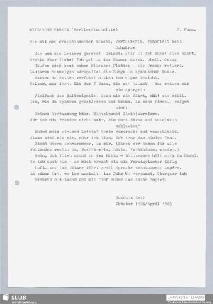 Ovid'sche Elegie : Berlin-Stadtmitte