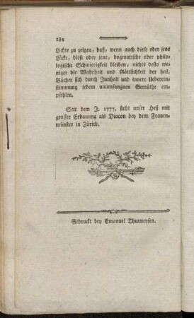 Gedruckt bey Emanuel Thurneysen.