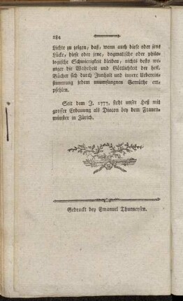 Gedruckt bey Emanuel Thurneysen.