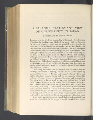 A japanese statesman's view of christianity in Japan