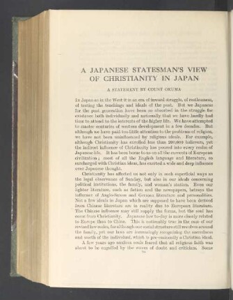 A japanese statesman's view of christianity in Japan