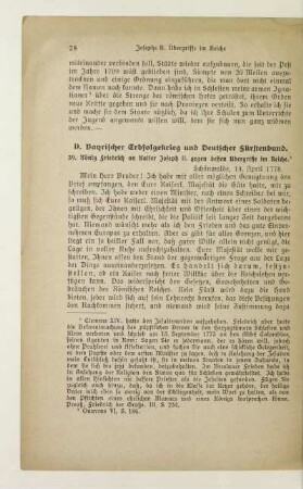 D. Bayrischer Erbfolgekrieg und Deutscher Fürstenbund