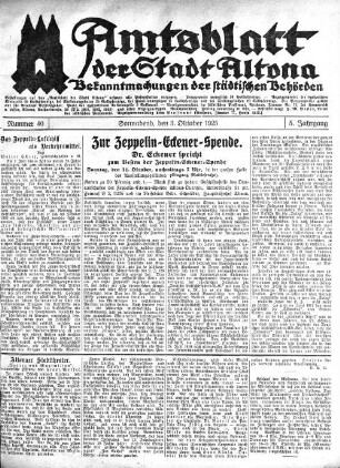 Nummer 40 : Sonnabend, den 3. Oktober 1925