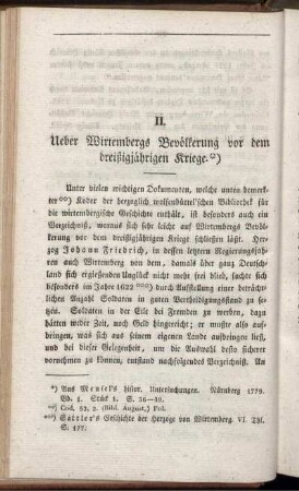 II. Über Wirtembergs Bevölkerung vor dem dreißigjährigen Kriege
