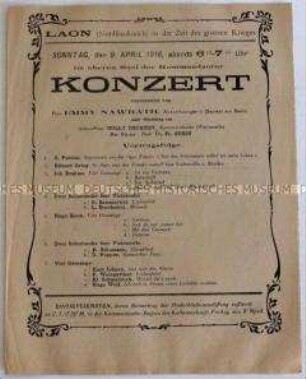 Programm eines Konzertes für die deutsche Armee im besetzten Frankreich