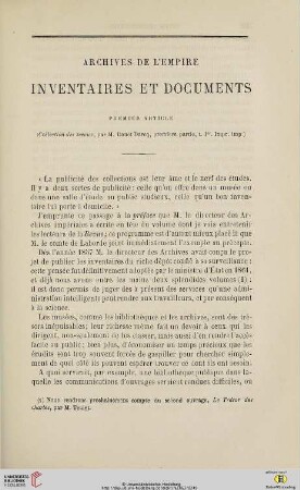 N.S. 7.1863: Archives de l'empire, [1] : inventaires et documents