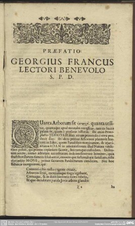 Praefatio Georgius Francus Lectori Benevolo S. P. D.