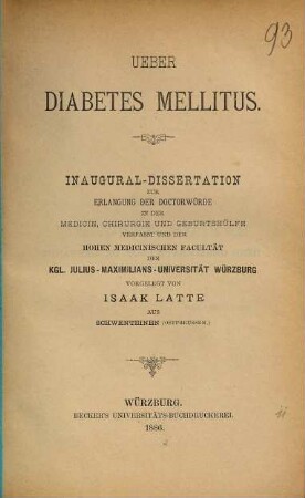 Ueber Diabetes mellitus