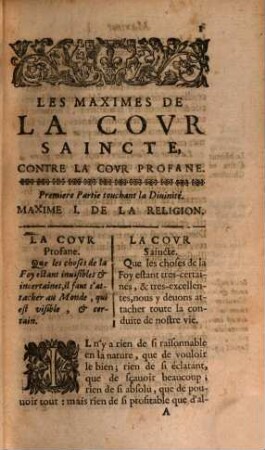 La Covr Saincte, Ov Institvtion Chrestienne des Grands : Avec Les Exemples de ceux qui dans les Cours ont fleury en Saincteté, 3. Les Maximes