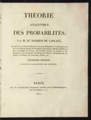 Théorie analytique des probabilités