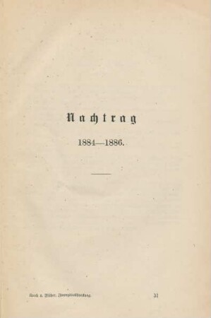 Nachtrag 1884 - 1886.
