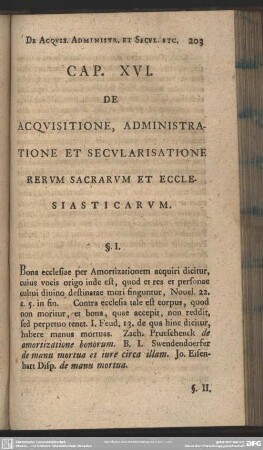 Cap. XVI. De Acquisitione, Administratione Et Secularisatione Rerum Sacrarum Et Ecclesiasticarum