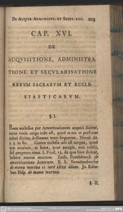 Cap. XVI. De Acquisitione, Administratione Et Secularisatione Rerum Sacrarum Et Ecclesiasticarum