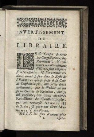 Avertissement du Libraire
