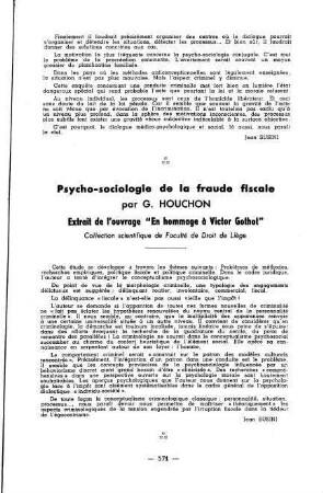571, Psycho-sociologie de la fraude fiscale, par G. Houchon