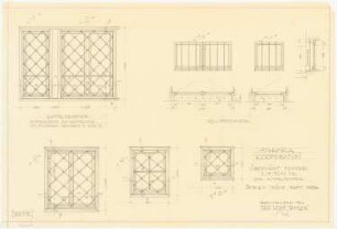 Gesamtbebauungsplan Ankara Ankara Kooperatifi. Haustypen: Generelle Werkplanung, Details Fenster mit Vergitterung und Kellerfenster, Aufriss der Außenfront 1:10