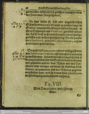 Tit. VIII. Von Procuratorn und ihrem Ampt