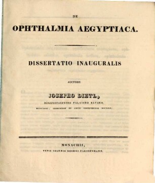 De ophthalmia Aegyptiaca : dissertatio inauguralis