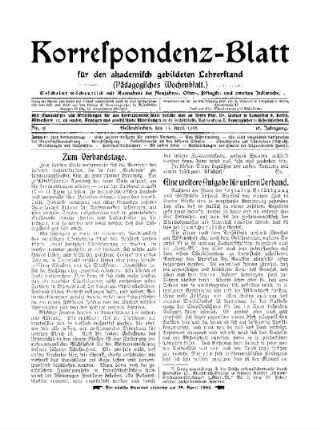 Eine weitere Aufgabe für unsern Verband
