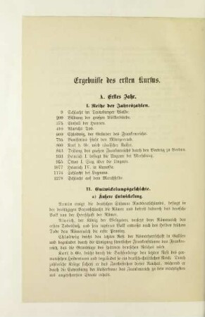 Ergebnisse des ersten Kursus