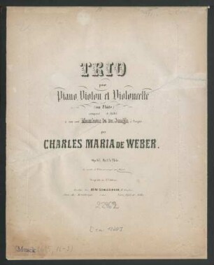 Trio pour Piano, Violon et Violoncelle (ou Flûte) : Op. 63