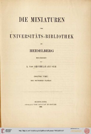 Band 2: Die Miniaturen der Universitäts-Bibliothek zu Heidelberg
