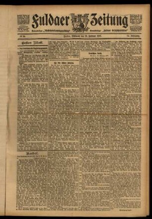 Erste Ausgabe vom Mittwoch, den 13. Februar 1907.