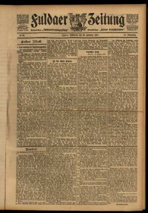 Erste Ausgabe vom Mittwoch, den 13. Februar 1907.