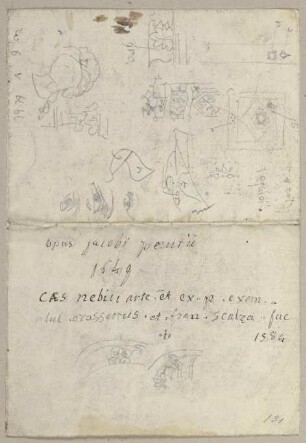 Ornamentale Elemente samt der Nachschrift einer Inschrift aus dem 17. Jahrhundert