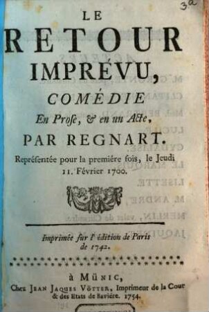 Le retour imprévu : comédie en prose & en un acte