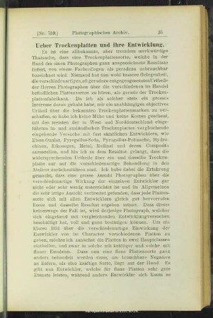 Ueber Trockenplatten und ihre Entwicklung