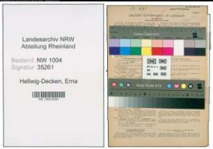 Entnazifizierung Erna Hellwig-Decken , geb. 12.05.1905 (Saengerin)