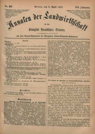 No. 27. Berlin, den 2. April 1873. XIII. Jahrgang.