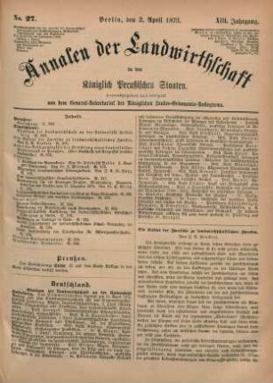No. 27. Berlin, den 2. April 1873. XIII. Jahrgang.