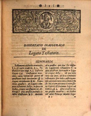 Dissertatio Inauguralis Juridica, De Legato Testatore