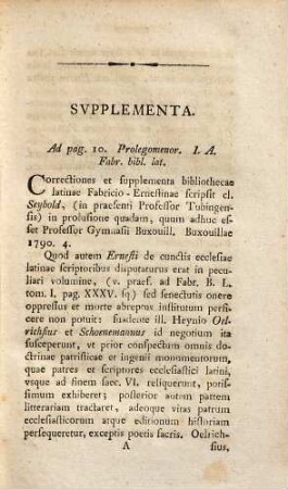 Supplementa Ad Breviorem Notitiam Litteraturae Romanae In Primis Scriptorum Latinorum. 1