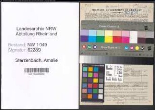 Entnazifizierung Amalie Sterzenbach , geb. 28.08.1922 (Postangestellte)