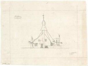 Gsaenger, Gustav; Breitbrunn / Chiemsee (Bayern); Ev. Gemeindezentrum, Ev. Erlöser Kirche - Westseite (Ansicht)