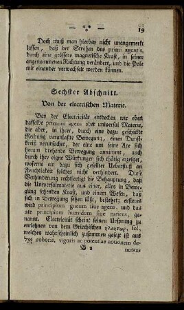 Sechster Abschnitt. Von der electrischen Materie.