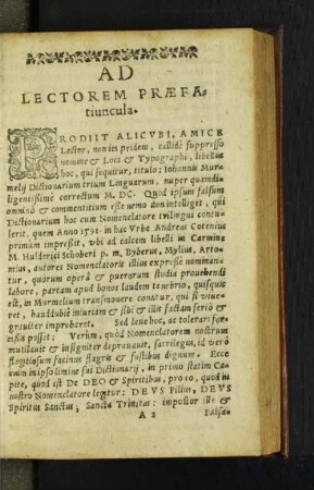 Ad Lectorem Praefatiuncula.