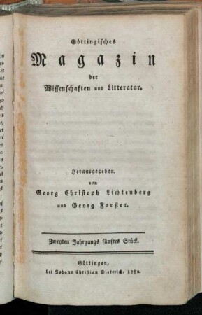 Zwenten Jahrgangs fünftes Stück.
