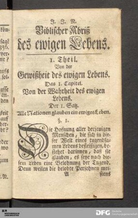Das 1. Capitel. Von der Wahrheit des ewigen Lebens.