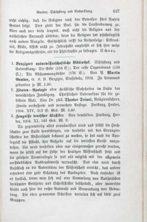 637-639 [Rezension] Benzigers naturwissenschaftliche Bibliothek