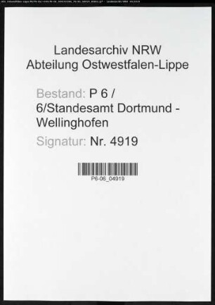 Sterberegister Standesamt Dortmund-Wellinghofen (XXI)