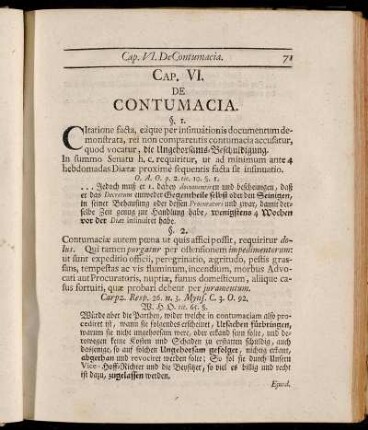 Cap. VI. De Contumacia.