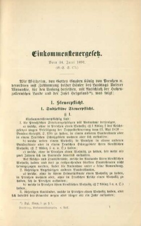 Einkommensteuergesetz. Vom 24. Juni 1891.