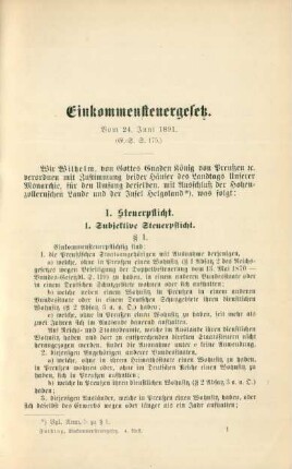 Einkommensteuergesetz. Vom 24. Juni 1891.