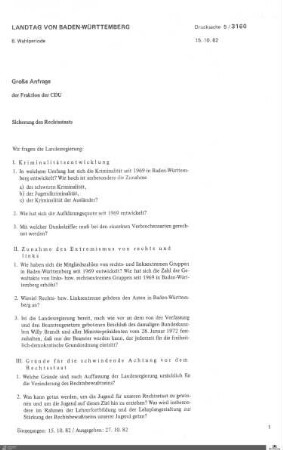 Anfrage der CDU: Sicherung des Rechtsstaats