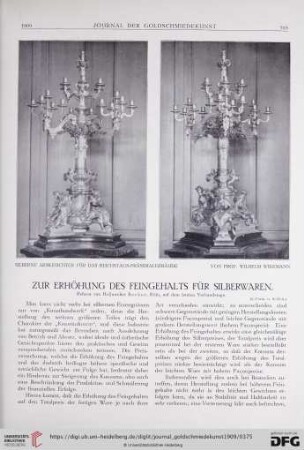 Zur Erhöhung des Feingehalts für Silberwaren